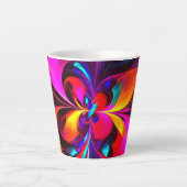 Moderne bloemige Abstracte kunst rood blauw patroo Latte Mok (Voorkant)