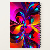 Moderne bloemige Abstracte kunst rood blauw patroo Notitieboek (Achterkant)