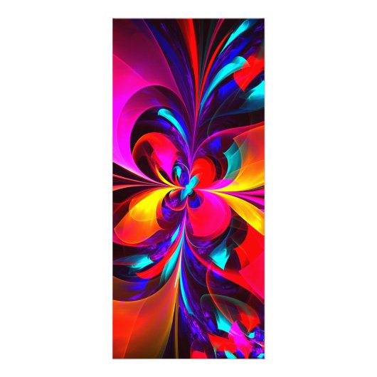 Moderne bloemige Abstracte kunst rood blauw patroo Reclamekaart (Achterkant)