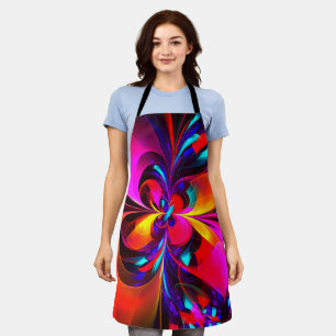 Moderne bloemige Abstracte kunst rood blauw patroo Schort