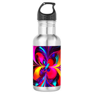 Moderne bloemige Abstracte kunst rood blauw patroo Waterfles