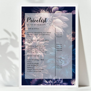 Moderne Bloemige Boho Salon Prijslijst Poster
