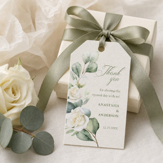 Moderne bloemige botanische trouw-hartelijkdank-ca cadeaulabel