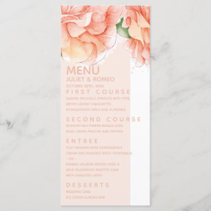 Moderne bloemige elegante bruiloft menu