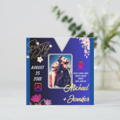 Moderne bloemige foto QR-code huwelijksaankondigin Save The Date (Staand voorkant)