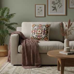 Moderne bloemige geometrische motieven retro patro kussen