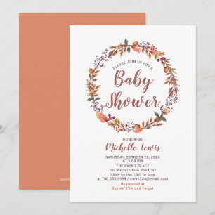 Moderne bloemige herfst jongens babyshower uitnodi kaart
