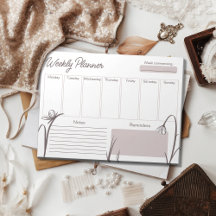 Moderne bloemige mauve weekplanner notitieblok