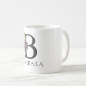 Moderne bloemige  monogram letter B Koffiemok (Voorkant rechts)