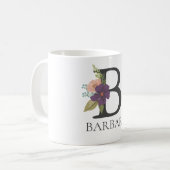 Moderne bloemige  monogram letter B Koffiemok (Voorkant links)