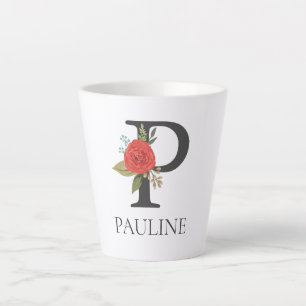 Moderne bloemige  monogram letter P Latte Mok
