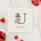 Moderne bloemige  monogram letter U Servet (Insitu)