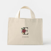 Moderne bloemige  monogram mini tote bag (Achterkant)