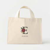 Moderne bloemige  monogram mini tote bag (Voorkant)