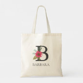 Moderne bloemige monogram tote bag (Achterkant)