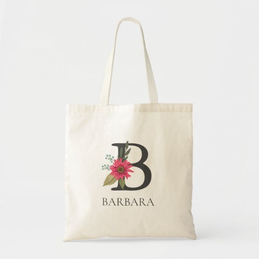 Moderne bloemige monogram tote bag (Voorkant)