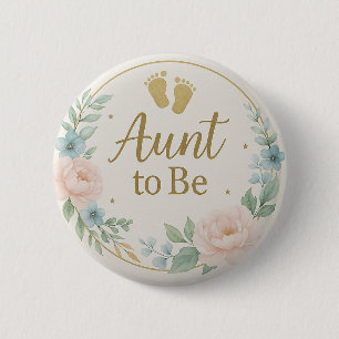 Moderne Bloemige Pastel Tante Wordt Badge Ronde Button 5,7 Cm
