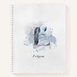 Moderne bloemige persoonlijke monogram letter L bl Notitieboek