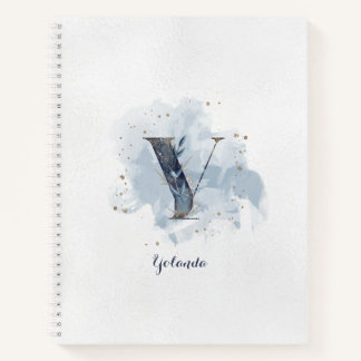 Moderne bloemige persoonlijke monogramletter Y bla Notitieboek