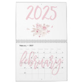 Moderne bloemige roze kalender 2025 (Feb 2027)
