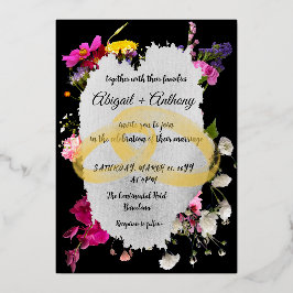 Moderne bloemige stijlvolle rand folie uitnodiging