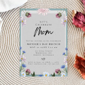 Moderne bloemige stoffige blauwe Moederdag BRUNCH  Kaart