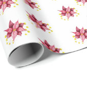 Moderne bloemige warme rode kerst cadeaupapier (Rol Hoek)