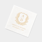 Moderne Bloemkam Monogram Bruiloftsgoud Folie Servetten (Links)