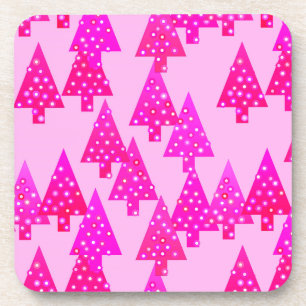 Moderne bloemkerstbomen - fuchsia roze bier onderzetter