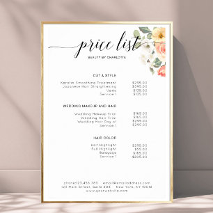 Moderne,  bloemrijke prijslijst Poster