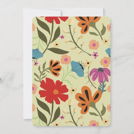 Moderne bloemrood en geel bruiloft Save the Date Kaart (Achterkant)