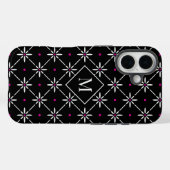 Moderne bloemrooster monogram iPhone 16 hoes (Achterkant (horizontaal))
