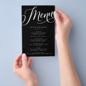Moderne Bloemschrift, Zwarte Papieren Menu (Hand)