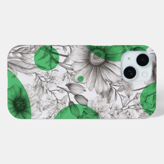 Moderne Bloemtekening kelly groen Retro cirkels Case-Mate iPhone Case (Achterkant (horizontaal))
