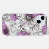 Moderne Bloemtekening lila paarse Retrocirkels Case-Mate iPhone Case (Achterkant (horizontaal))