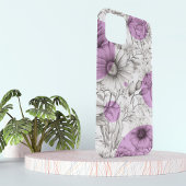 Moderne Bloemtekening lila paarse Retrocirkels Case-Mate iPhone Case