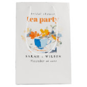 Moderne bloemtheekop bruidsshower theepartij medium cadeauzakje (Voorkant)