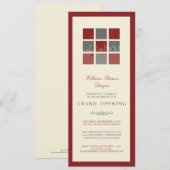 Moderne Blokken Grote Openingsuitnodiging (rood) Kaart (Voorkant / Achterkant)