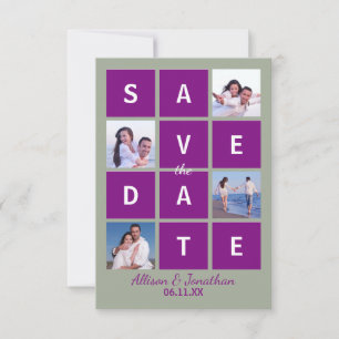 Moderne blokletters & foto - 3X5 uitnodigingskaart Save The Date