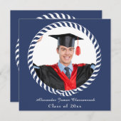 Moderne Blue 1 Foto Afstuderen-aankondiging Aankondiging (Voorkant / Achterkant)