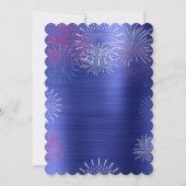 Moderne Blue 4 juillet Fireworks BBBQ Invitation (Dos)