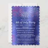 Moderne Blue 4 juillet Fireworks BBBQ Invitation (Devant)
