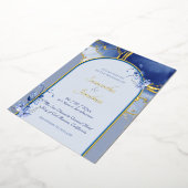Moderne Blue Aqua Marbre Mariage Foil Invitation (Rotation)