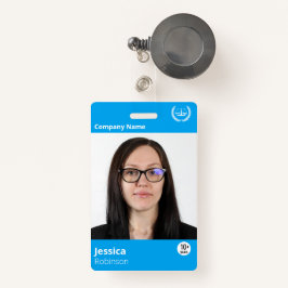 Moderne Blue Business Custom Name ID Employee Badge