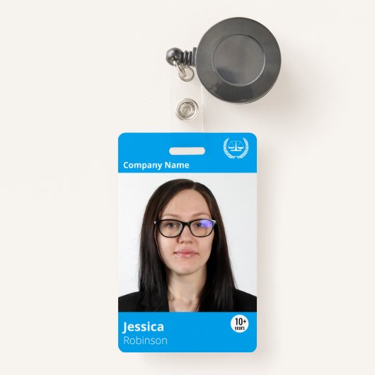 Moderne Blue Business Custom Name ID Employee Badge (Voorkant met intrekbare)