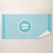 Moderne Blue Chevron Monogram Baby Nursery (Serviette de bain)
