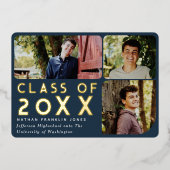 Moderne Blue Chic Photo Faire-part de graduation (Recto)