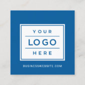 Moderne Blue Custom Business Logo Vierkante Visitekaartje (Voorkant)