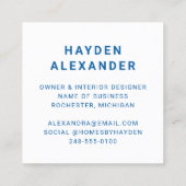 Moderne Blue Custom Business Logo Vierkante Visitekaartje (Achterkant)