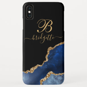 Moderne Blue Gold Agate Geode Canvas tas iPhone XS Max Hoesje